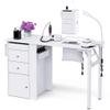 Foldable Nail Table with Dust Collector, Portable Manicure Desk with LED Lamp, Wrist Rest, Lockable Wheels & Storage, Rolling Nail Tech Table for Salon, Spa, Home Beauty Workstation (White) view 1