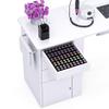 Foldable Nail Table with Dust Collector, Portable Manicure Desk with LED Lamp, Wrist Rest, Lockable Wheels & Storage, Rolling Nail Tech Table for Salon, Spa, Home Beauty Workstation (White) view 3