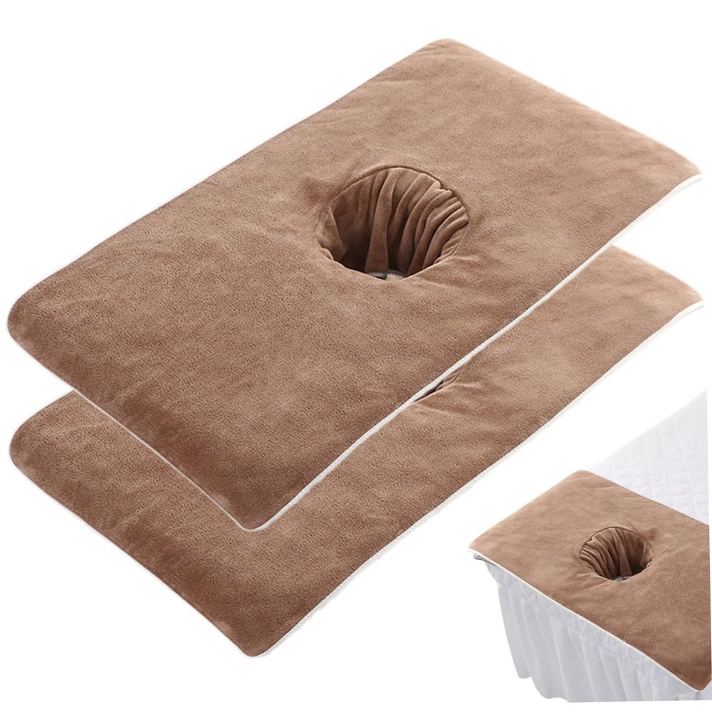 2Pcs Massage Table Cover with Face Hole 16x31.5in Microfiber Massage Bed Cover Comfortable & Skin Friendly Water Absorbent Table Sheets for Beauty Salon, Brown, Sheets