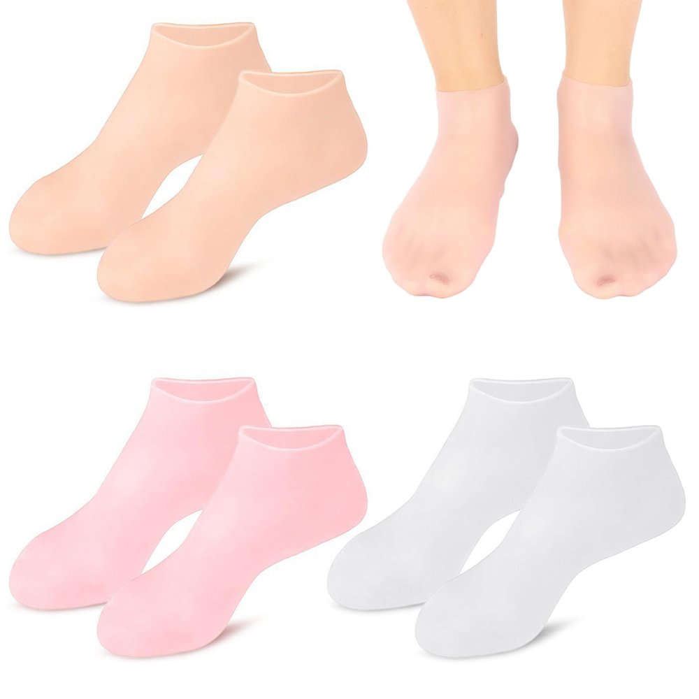 Ckuakiwu 3 Pairs Silicone Socks, Soft Elastic Silicone Socks for Moisturizing Feet, Smooth for Women, for Women