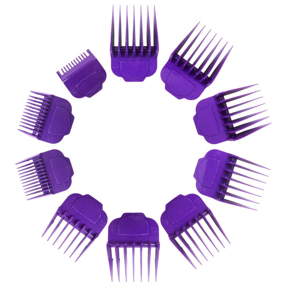 10 Pack Magnetic Clipper Guards Guide Comb Set Replacement Fits for Clippers s AAC-1, GC, LCL, ML, PM-1, PM-2, PM-4, PM Family, Lengths 1/16" to 1" (Purple) by YTXXDEUS