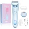 Electric Shaver for Women, 2 in 1 Waterproof Electric Razor, Silk Glide Pro Shaver, Rechargeable Cordless Hair Removal with 2 Removable Heads for Bikini, Leg, Arm, Underarm, Body (Blue) view 1