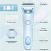Electric Shaver for Women, 2 in 1 Waterproof Electric Razor, Silk Glide Pro Shaver, Rechargeable Cordless Hair Removal with 2 Removable Heads for Bikini, Leg, Arm, Underarm, Body (Blue) view 2
