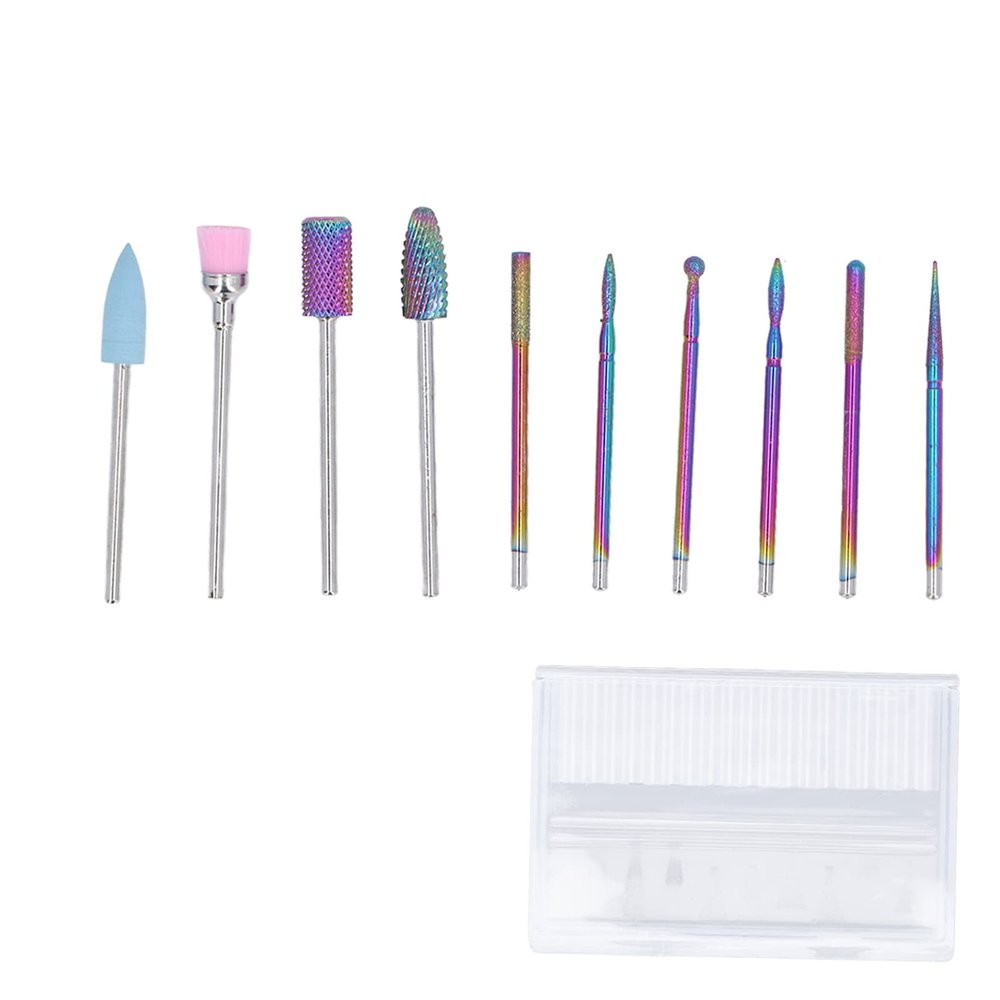 10pcs Nails Drill Bit Set, Stainless Steel Material with Storage, Durable and, Ideal for Nail Art, Manicure and Pedicure, Suitable for Beginners and Profession