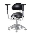 Rigoberto Dental Saddle Chair - Ergonomic Dynamic Adjustable Stool for Dentists, Dental Office & Microsurgery, PU Leather Black