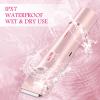 Bikini Trimmer for Women, 2 in 1 Electric Razors for Women, Rechargeable Cordless & Painless Hair Removal, Ultra Low Silent, Easy Cleaning, IPX7 Waterproof Bikini Shaver for Sensitive Skin (Pink) view 4