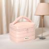AZURAOKEY Puffy Padded Quilted Toiletry Bag for Women, Waterproof Toiletry Bag Large Travel Make Up Organizer Pouch Storage with Handle view 2