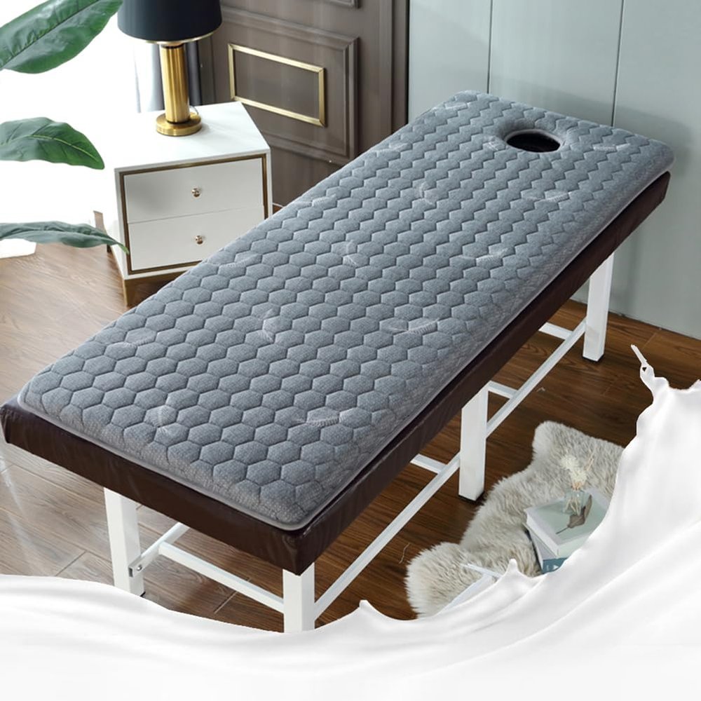 Cute,60x180cm,Round Head Beauty Bed Mattress with Face Breathing Hole Non-Slip Massage Table Cushion Topper Memory Foam Foldable Spa Table Mattress Pad for Beauty Salon Treatment Bed