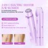Bikini Trimmer for Women, 2 in 1 Electric Razors for Women, Rechargeable Cordless & Painless Hair Removal, Ultra Low Silent, Easy Cleaning, IPX7 Waterproof Bikini Shaver for Sensitive Skin (Purple) view 2