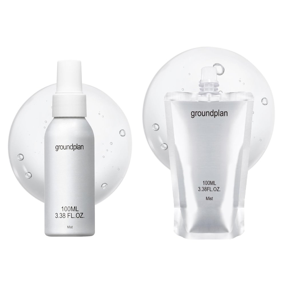 groundplan Silver Bottle Mist (3.38 fl oz) + Silver Bottle Mist Refill (3.38 fl oz) Facial Barrier Mists with 80% Witch Hazel Water for Skin Barrier Repair, Korean Skincare for Sensitive Skin