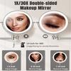 30X/1X Wall Mounted Lighted Makeup Mirror, 8'' Double Sided Rechargeable Magnifying Bathroom Mirror with Light, 3 Color Lights Touch Dimmable Extended Arm 360 Rotation Light up Mirrors view 2