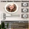 30X/1X Wall Mounted Lighted Makeup Mirror, 8'' Double Sided Rechargeable Magnifying Bathroom Mirror with Light, 3 Color Lights Touch Dimmable Extended Arm 360 Rotation Light up Mirrors view 3