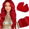 Wine Red Tape in Hair Extensions 16 Inch Seamless Tape in Real Human Hair Extensions Color Burgundy 99J Skin Weft Hair 20Pcs Double Sided Tapes in Extensions 30Gram Straight Hair Add length view 1