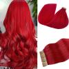 Wine Red Tape in Hair Extensions 16 Inch Seamless Tape in Real Human Hair Extensions Color Burgundy 99J Skin Weft Hair 20Pcs Double Sided Tapes in Extensions 30Gram Straight Hair Add length view 2
