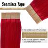 Wine Red Tape in Hair Extensions 16 Inch Seamless Tape in Real Human Hair Extensions Color Burgundy 99J Skin Weft Hair 20Pcs Double Sided Tapes in Extensions 30Gram Straight Hair Add length view 3