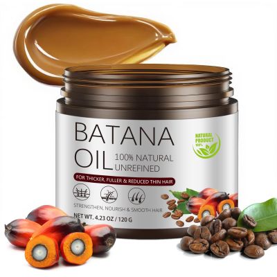 100% Raw Batana Oil for Hair Growth & Thinning Hair, Dr. Sebi Approved Cold-Pressed Formula, Repairs Dry, Damaged Hair & Soothes Scalp, Frizz Control for Lasting Strength & Shine (4.23 Fl Oz)