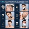 9D Head Shavers for Bald Men, 6 in 1 Detachable Bald Electric Head Shavers with LED Display Waterproof Wet/Dry Grooming Kit for Travel/Home/Office view 4
