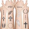 10 Sheets Biblical tattoo stickers Sheets Christian Temporary Tattoos Adult Men Women Kids Religious Jesus Cross God Christ Catholic Realistic Half Sleeve Body Fake Tattoos Stickers(Biblical) view 2