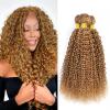 Kameinike 12 14 16 inch #27 Honey Blonde Human Hair Bundles Jerry Curly 3 Pcs 300g Unprocessed Brazilian Virgin Quick Weave Hair Extensions view 1