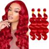 Kameinike 12 14 16 inch Red Human Hair Bundles Body Wave 3 Pcs 300g Unprocessed Brazilian Virgin Quick Weave Hair Extensions view 1