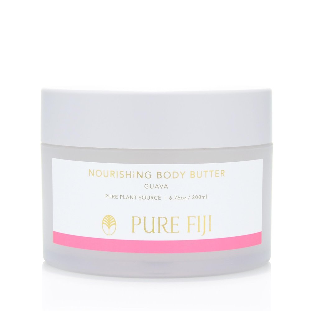 PURE FIJI Nourishing Body Butter 6.76 oz / 200 ml  Hydrating, Softening, Non-Greasy, Natural Skincare, Tropical Moisturizer, Coconut Oil, Body Cream (6.76 oz, Guava)