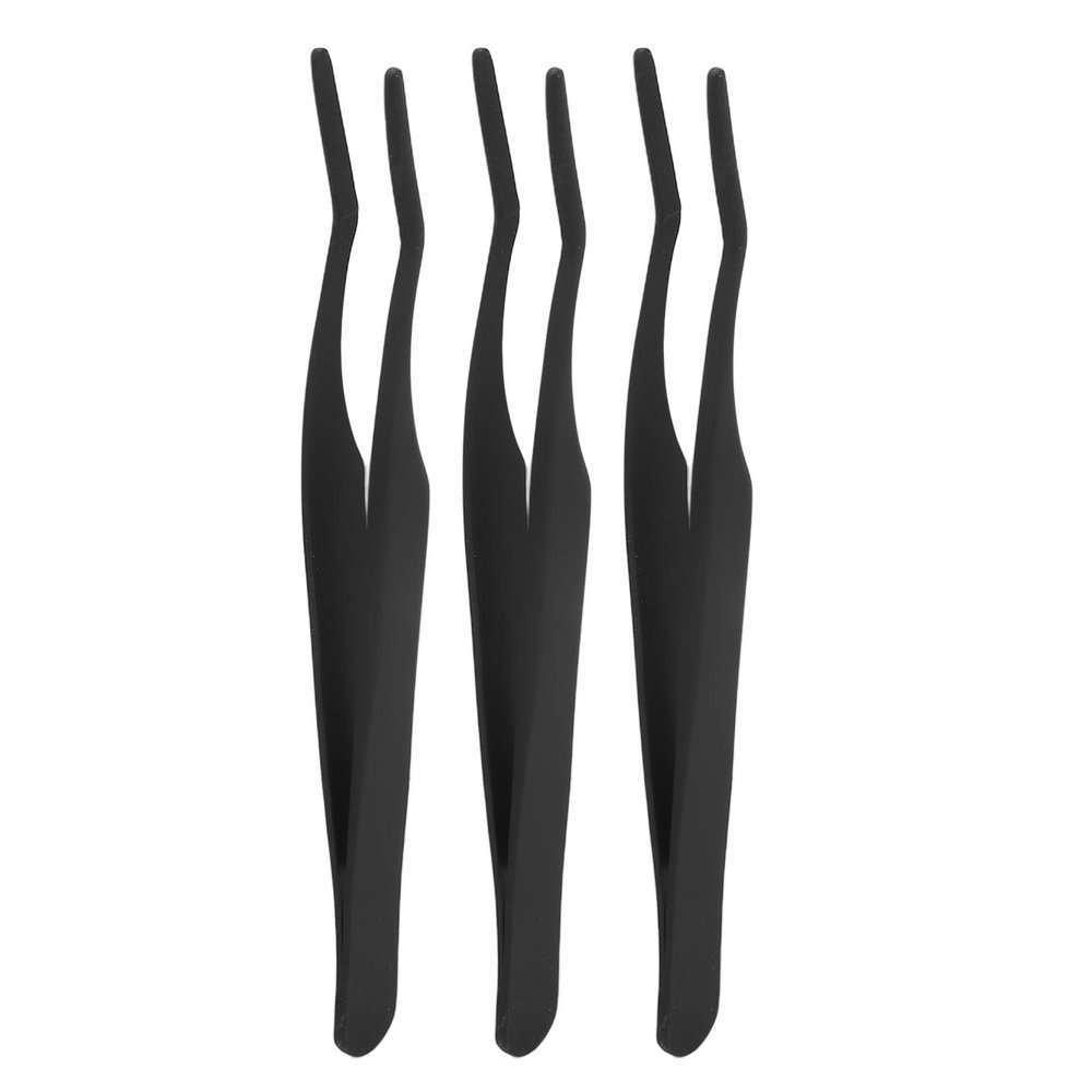 3pcs Stainless Steel Curved Eyelash Applicators with Rounded Edges for Lash Extension & Double Eyelid Application