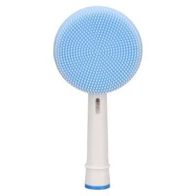 Silicone Face Brush Replacement Head for Electric Cleansing Brush - Soft Rounded Edges, Non Abrasive, Deep Clean, Improve Skin Tone, Blue, 1 Pack