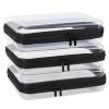 YOPCDJ 3 Pack Clear Hard Shell Zipper Case, Clear Zipper Pouches Waterproof Makeup Organizer & Travel Toiletry Bag, Plastic Pouch for Travel Office Storage, Black Medium Size view 1