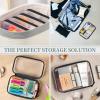 YOPCDJ 3 Pack Clear Hard Shell Zipper Case, Clear Zipper Pouches Waterproof Makeup Organizer & Travel Toiletry Bag, Plastic Pouch for Travel Office Storage, Black Medium Size view 3