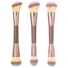 3Pcs Double Ended Makeup Brush, Round and Angled Top Foundation Contour Brushes for Liquid Powder Cream Blending, Foundation Contour Concealer Tool view 1