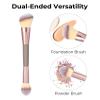 3Pcs Double Ended Makeup Brush, Round and Angled Top Foundation Contour Brushes for Liquid Powder Cream Blending, Foundation Contour Concealer Tool view 4
