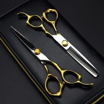 USZWBY Professional Hair Cutting Shears, Professional 440c Steel 6 inch Scissor Gold Hair Scissors Haircut thinning Barber Tools Cutting Shears Hairdresser Scissors