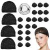 4 Pcs Silk Press Wrap and 20 Pcs Hair Nets,Soft Reusable Crocheted Sleep Hair Wrap Net for Silk Press, Sleeping, Shower, Makeup, Bun HoldBlack view 1