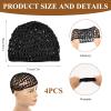 4 Pcs Silk Press Wrap and 20 Pcs Hair Nets,Soft Reusable Crocheted Sleep Hair Wrap Net for Silk Press, Sleeping, Shower, Makeup, Bun HoldBlack view 2