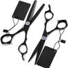 6.0 Inch Professional Black Paint Hairdressing Scissors Set, Stainless Steel Cutting & Thinning Shears, 62HRC Hardness, Ergonomic Design for Salon & Home Use view 3