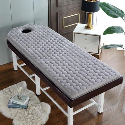 LDLCYCN Grayc(r),190 * 75cm, Memory Foam Massage Table Topper with Elastic Band Non-Slip Thick 5Cm Lash Bed Cushion for Beauty Massage Latex Spa Bed Pad Lash Bed Topper with Hole for Beauty