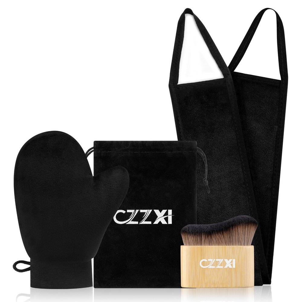 CZZXI Tanning Mitt, Body Brush & Back Tanner Applicator Kit  Self-Tan Applicator for Body, Face & Hard-to-Reach Areas | Includes Storage Pouch