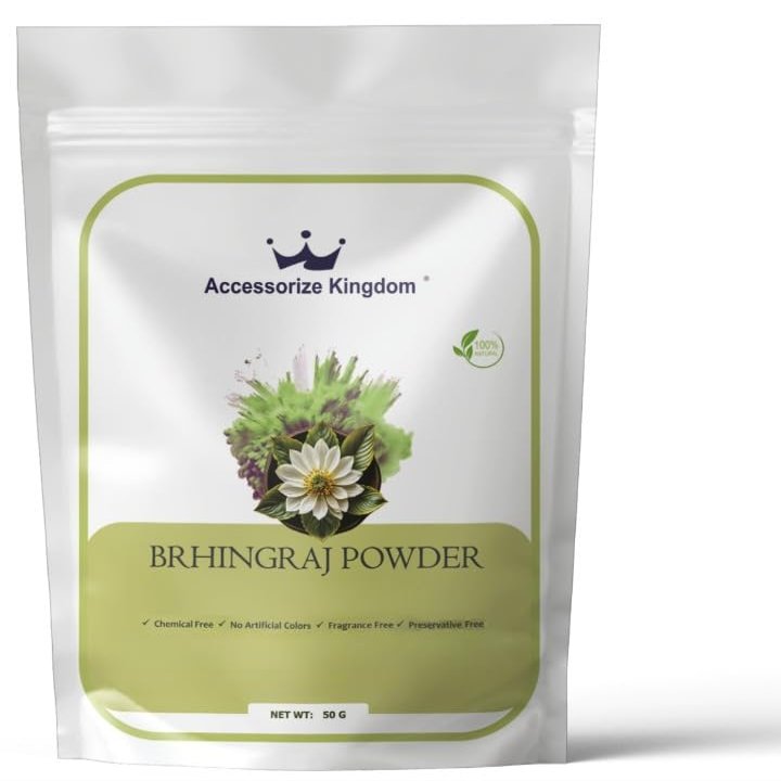 Accessorize Kingdom Bhringraj Herbal Powder for External Use For DIY Face & Hair Packs | 1.7 oz (50g)