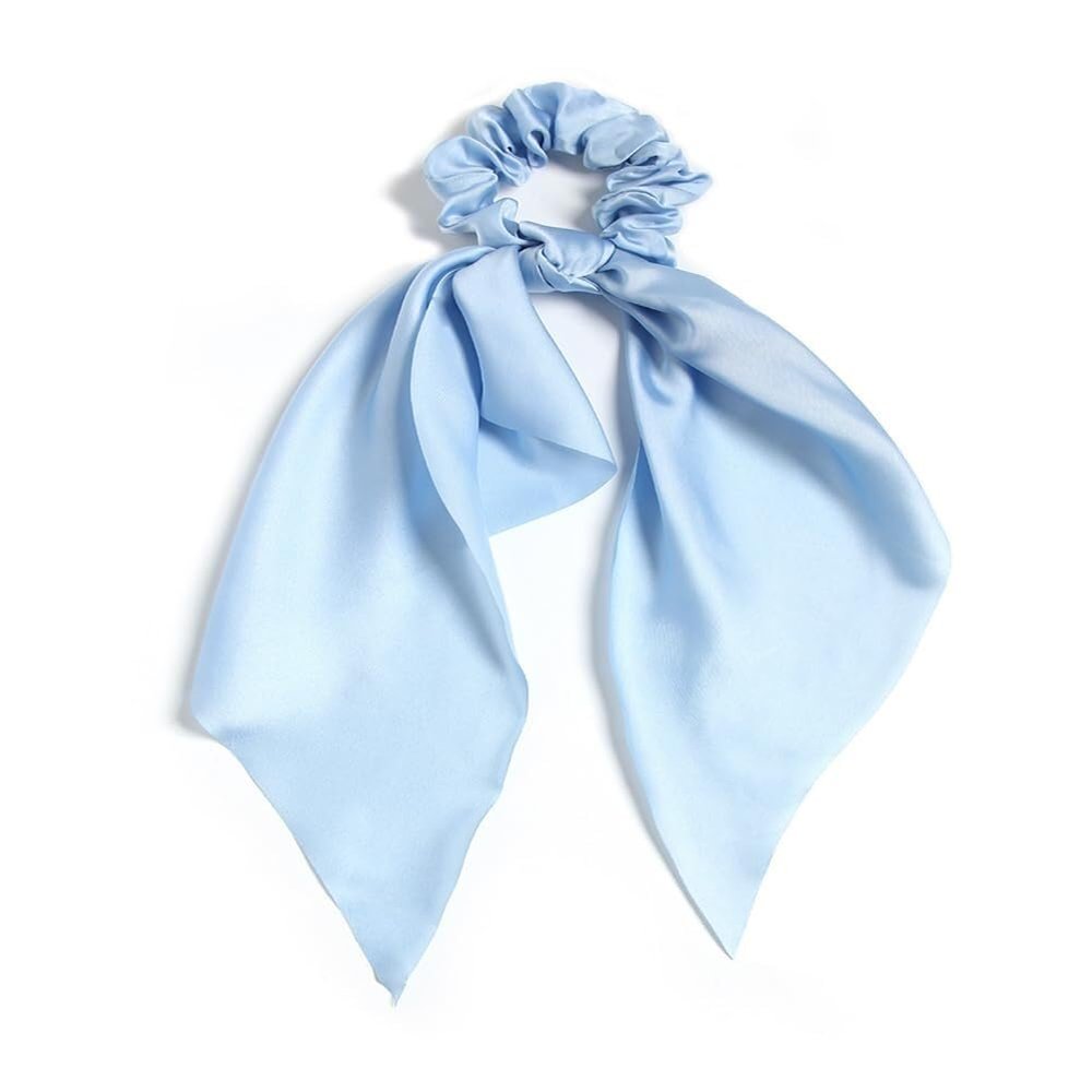 12 PCS Knotted Bow Hair Scrunchies Elastic Hair Ties Bands Satin Hair Ribbon Scrunchy Ponytail Holder Hair Accessories for Women Ladies Girls,(Blue)
