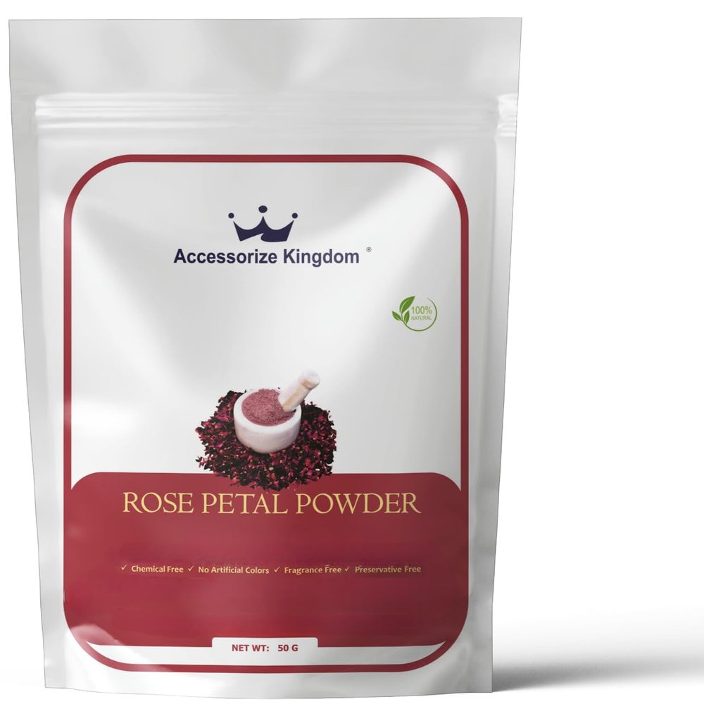 Accessorize Kingdom Rose Petal Herbal Powder for External Use For DIY Face & Hair Packs | 1.7 oz (50g,)