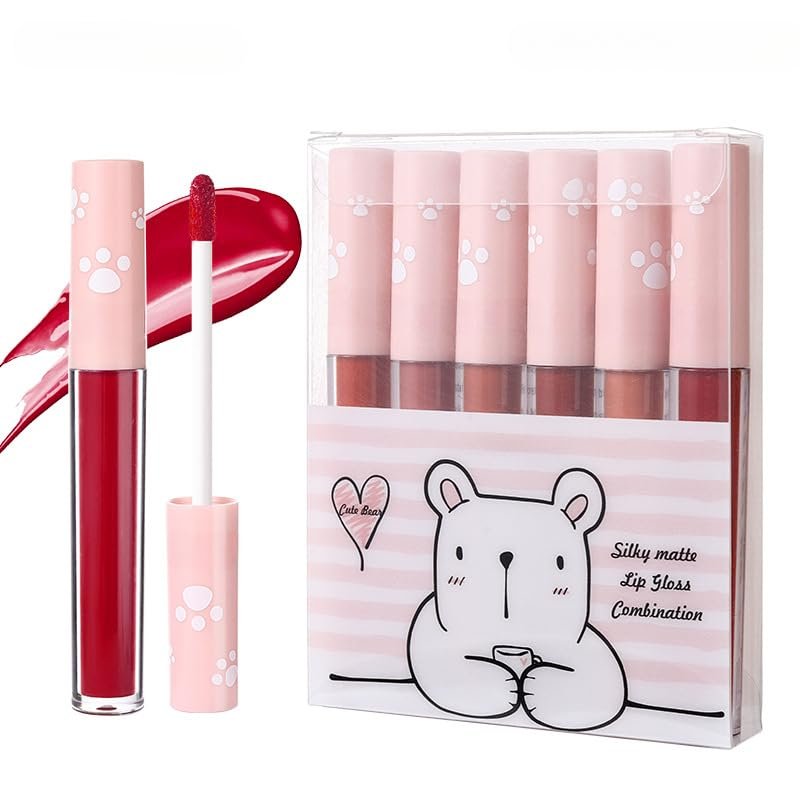 Lip Gloss Set of 6, Shiny & Matte Lip Glow Oil, Pigmented Long Lasting Lip Glaze Combo, Non-Sticky Lip Makeup with Hydrating, Gift Sets for Girls & Women, Shimmer Effect Lip Gloss Set