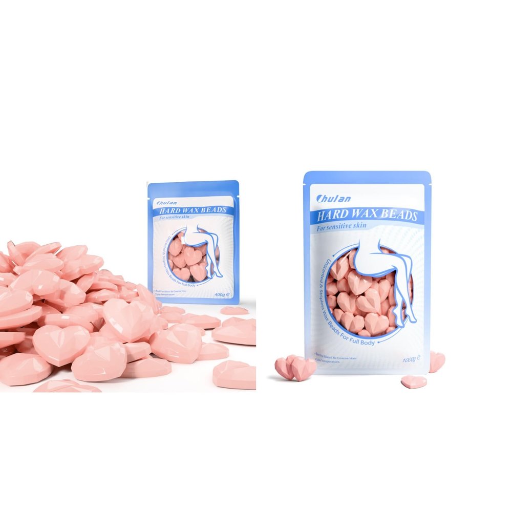 Chulan Heart Hard Wax Beads for Sensitive Skin, 4lb Hypoallergenic Unscented Waxing Bead for Coarse Hair Removal, Stripless Wax Beans Pearl for Body, Brazilian, Bikini, Legs, Armpits Women Home Salon