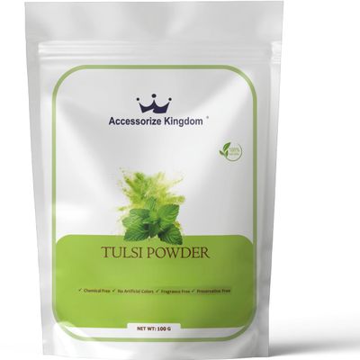 Accessorize Kingdom Tulsi Herbal Powder for External Use For DIY Face & Hair Packs | 3.5 oz (100g)