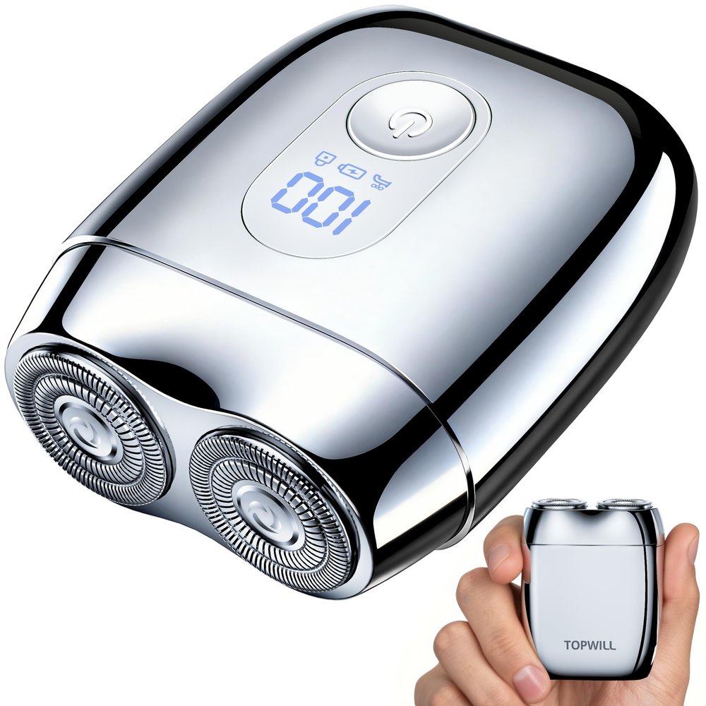 All-Metal Mini Electric Shaver for Travel Men  Portable USB-C Rechargeable Razor with Mirror Cap, Waterproof Wet/Dry, Smooth Shave, Ideal Gift for Dad Husband Boyfriend, RX40 Silver