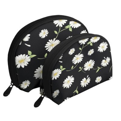 2 Pcs Makeup Bag Coin Purse Wallet for Women daisy Print Shell Storage Bag Cosmetic Bag