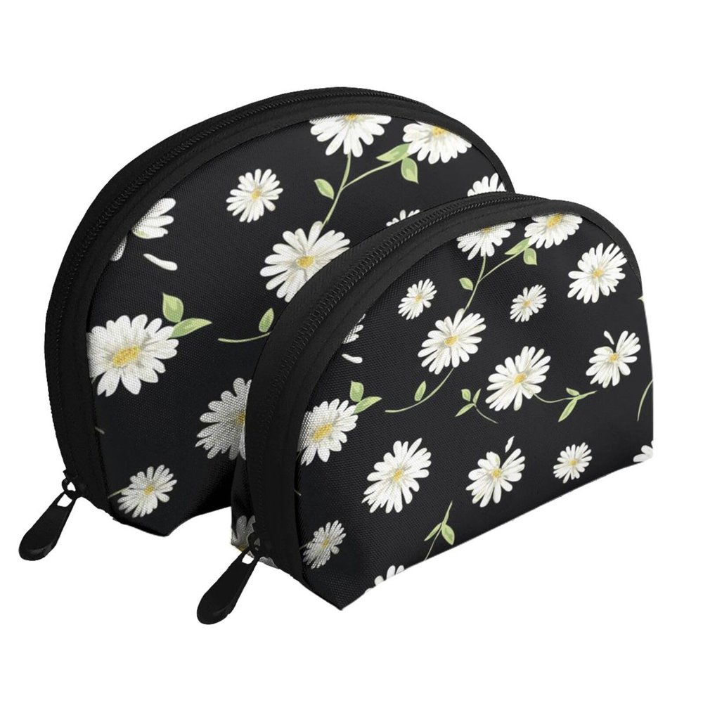 2 Pcs Makeup Bag Coin Purse Wallet for Women daisy Print Shell Storage Bag Cosmetic Bag
