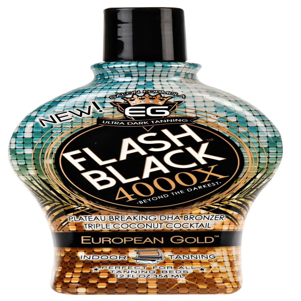 European Gold Flash Black 4000X Indoor Tanning Lotion, Triple Coconut Cocktail, DHA Bronzers, 12 fl. oz.