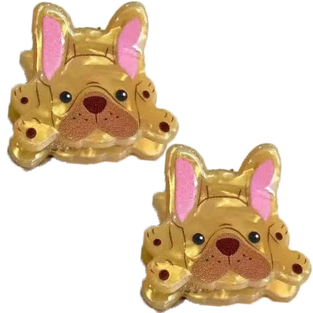 2PCS Mini French Bulldog Hair Clips,Novelty Dog Claw Clips,Animal Shape Hair Clips,Acetate Hair Clip for Girls,Small Claw Barrettes for Women (French Bulldog)