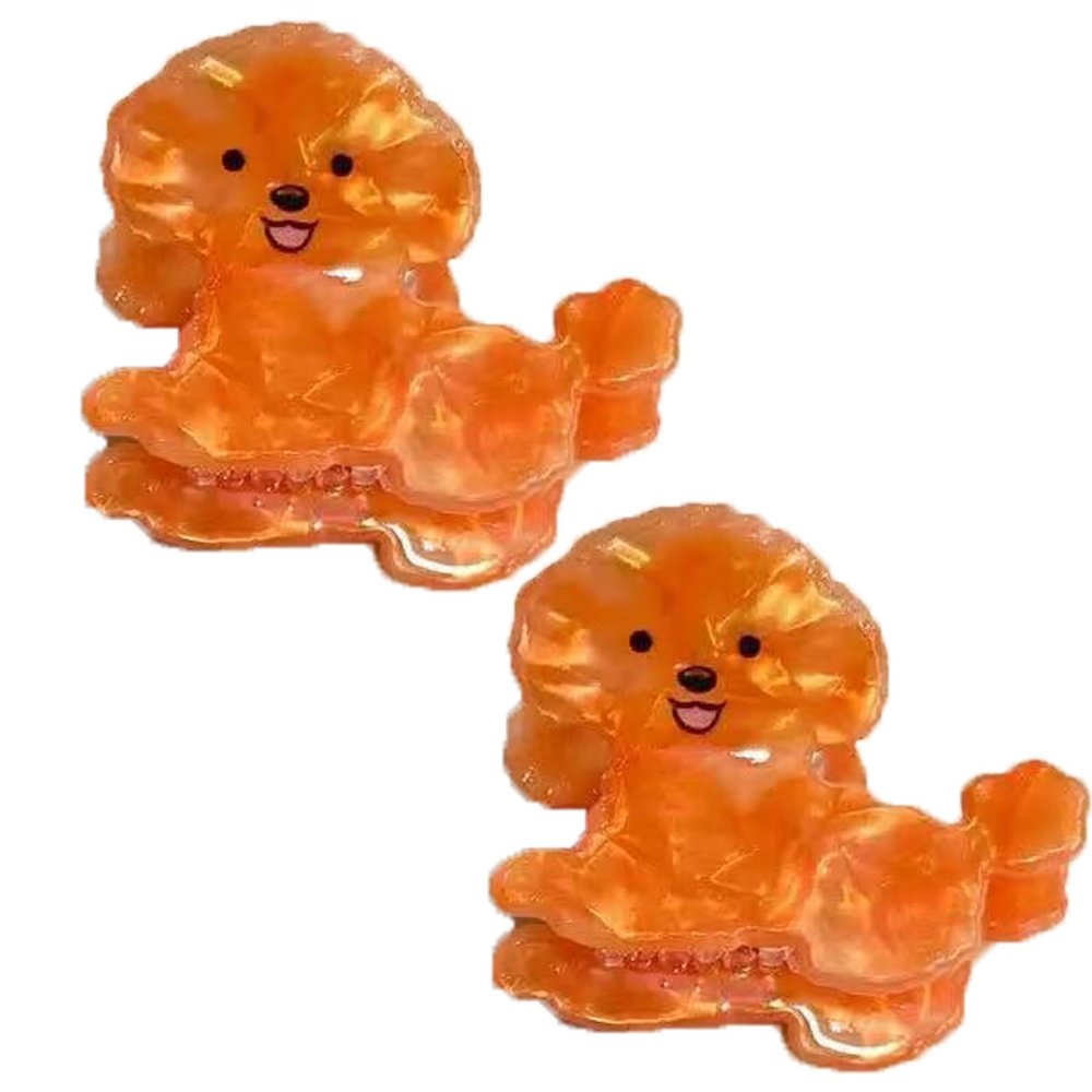 2PCS Mini Teddy Hair Clips,Novelty Dog Claw Clips,Animal Shape Hair Clips,Acetate Hair Clip for Girls,Small Claw Barrettes for Women (Teddy)