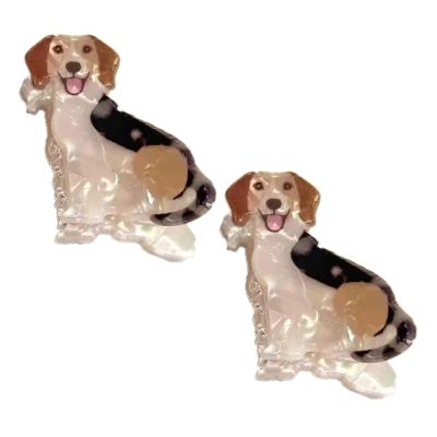 2PCS Mini Labrador Hair Clips,Novelty Dog Claw Clips,Animal Shape Hair Clips,Acetate Hair Clip for Girls,Small Claw Barrettes for Women (Labrador)